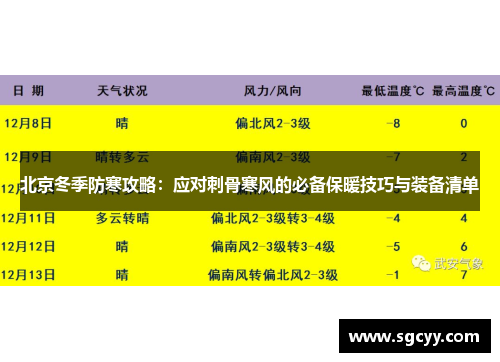 北京冬季防寒攻略：应对刺骨寒风的必备保暖技巧与装备清单